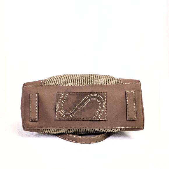 Pre-owned The Sak Crochet Knit Woven Shoulder Bag – Taupe with Brown Trim - Picture 4 of 6